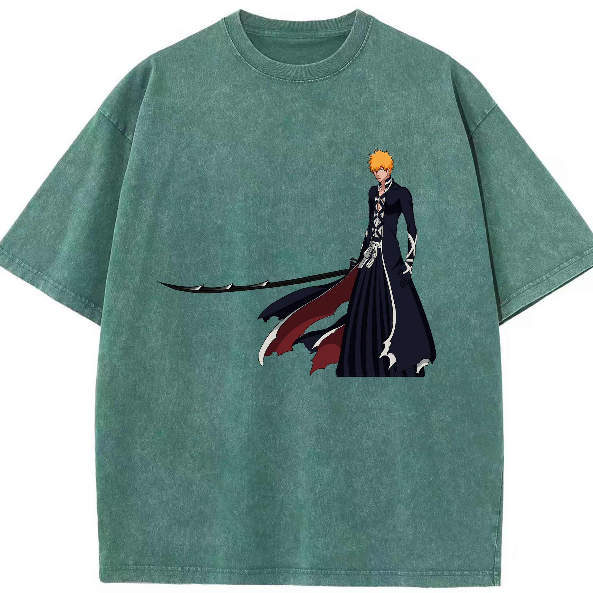 （画像用） ブリーチ 黒崎一護（くろさき いちご）BLEACH Kurosaki Ichigo 綿100% ヴィンテージ風 半袖Tシャツ（フロントプリント）